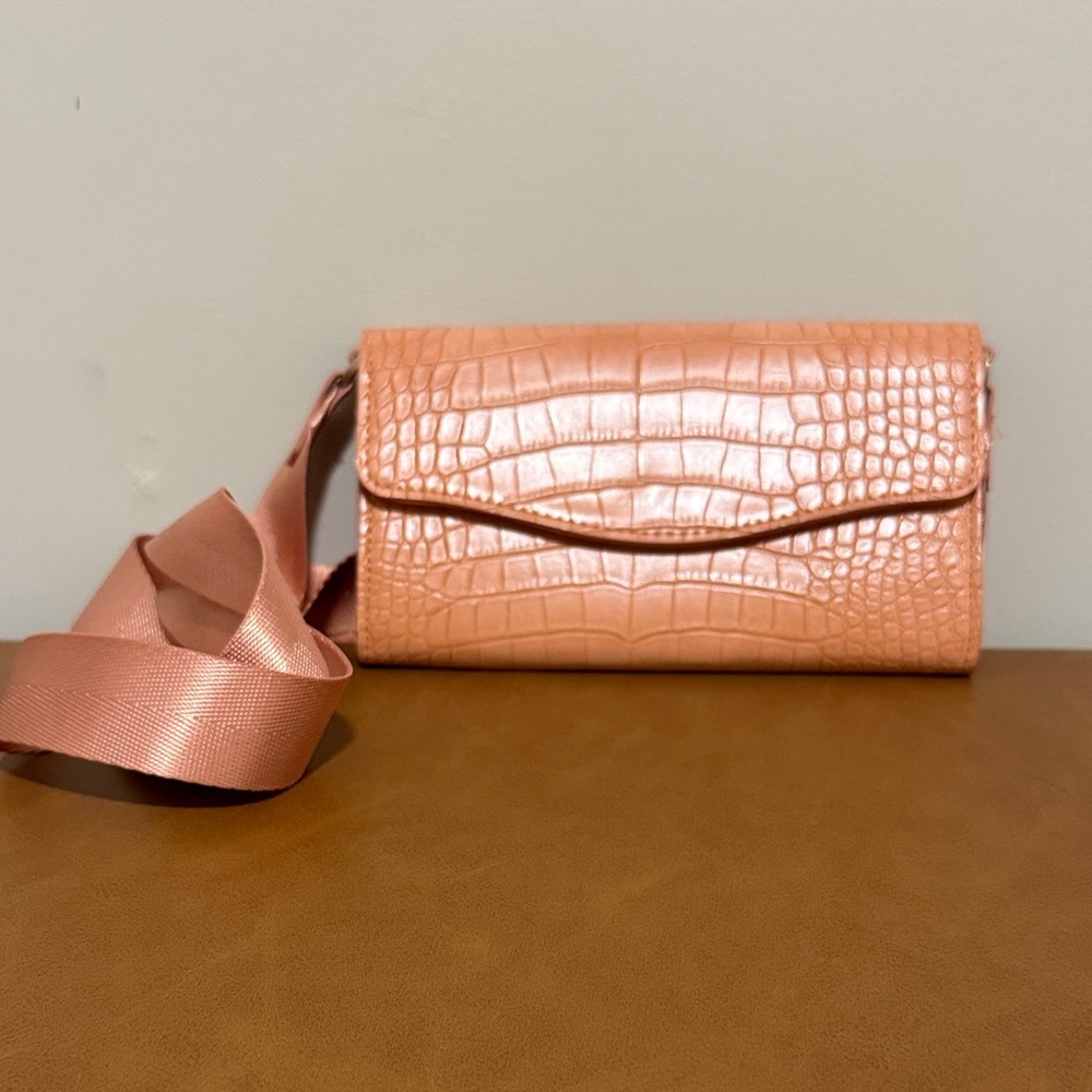 NWOT A New Day Coral Snakeskin Shoulder Bag